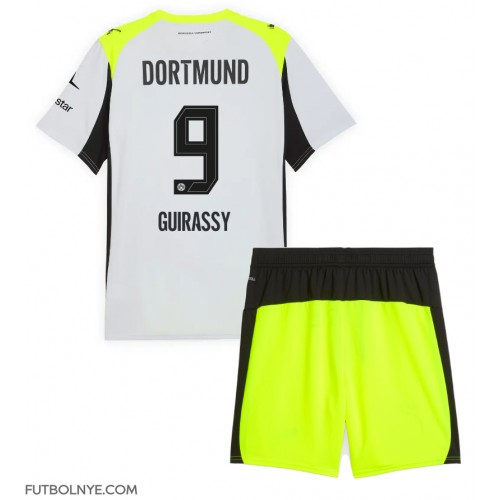 Camiseta Borussia Dortmund Serhou Guirassy #9 Visitante Equipación para niños 2025-26 manga corta (+ pantalones cortos)